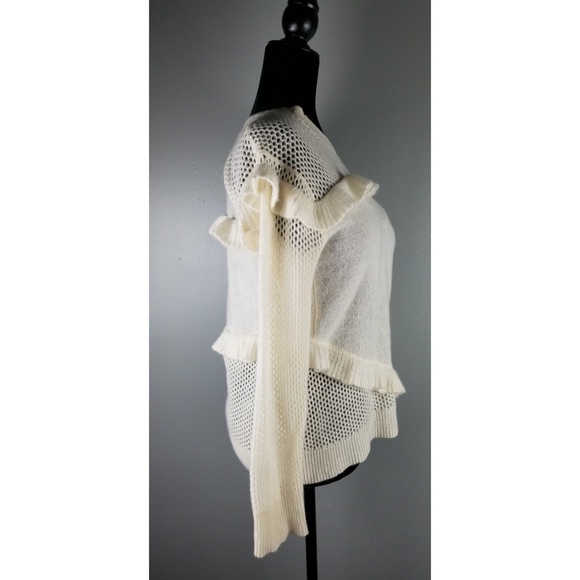 💎SOLD💎 White + Warren | Ruffle Cashmere Sweater - Picture 4 of 7